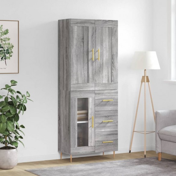 Buffet haut Sonoma gris 69,5x34x180 cm Bois d'ingénierie