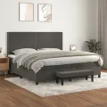 cadre de lit et matelas Gris foncé 200x200cm Velours
