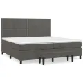cadre de lit et matelas Gris foncé 200x200cm Velours