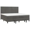 cadre de lit et matelas Gris foncé 200x200cm Velours