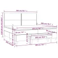 cadre de lit et matelas Gris foncé 200x200cm Velours