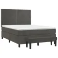 cadre de lit et matelas Gris foncé 140x190cm Velours