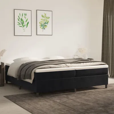 cadre de lit et matelas Noir 200x200 cm Velours