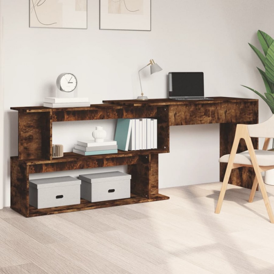 Bureau d'angle Chêne fumé 200x50x76 cm Bois d'ingénierie