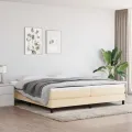 cadre de lit Crème 200x200 cm Tissu