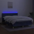 cadre de lit avec matelas LED Bleu 140x190 cm Tissu