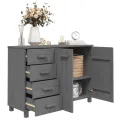 Buffet HAMAR Gris foncé 113x40x80 cm Bois massif de pin