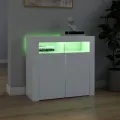 Buffet avec lumières LED Blanc 80x35x75 cm