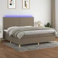 cadre de lit et matelas et LED Taupe 200x200cm Tissu