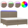 cadre de lit et matelas et LED Taupe 200x200cm Tissu