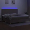 cadre de lit et matelas et LED Taupe 200x200cm Tissu