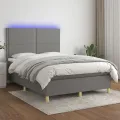 cadre de lit et matelas et LED Gris foncé 140x200 cm