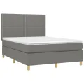 cadre de lit et matelas et LED Gris foncé 140x200 cm