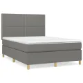 cadre de lit avec matelas Gris foncé 140x190cm Tissu