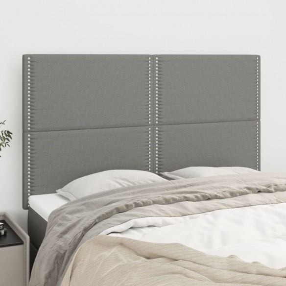 Têtes de lit 4 pcs Gris foncé 72x5x78/88 cm Tissu