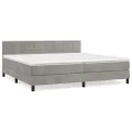 cadre de lit et matelas Gris clair 200x200cm Velours