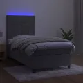 cadre de lit matelas et LED Gris clair 100x200 cm