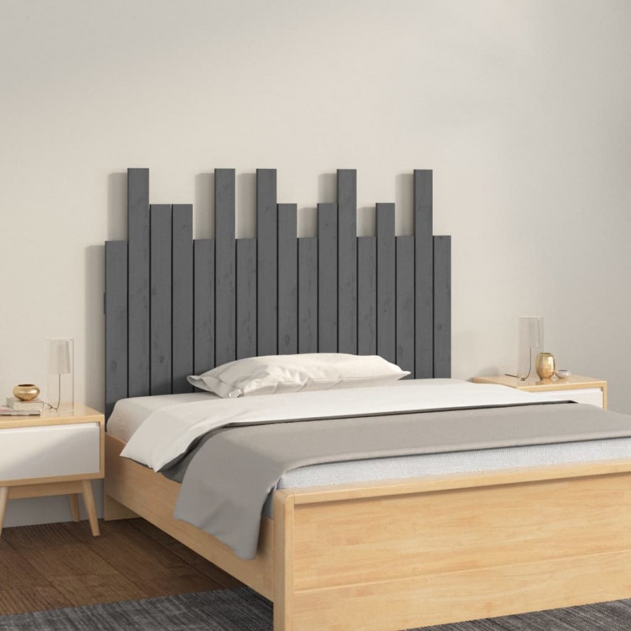 Tête de lit murale Gris 108x3x80 cm Bois massif de pin