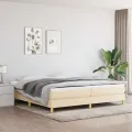 cadre de lit avec matelas Crème 200x200 cm Tissu