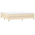 cadre de lit avec matelas Crème 200x200 cm Tissu