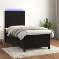 cadre de lit avec matelas LED Noir 100x200cm Velours