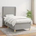 cadre de lit avec matelas Gris clair 100x200cm Tissu
