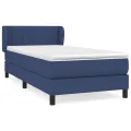 cadre de lit avec matelas Bleu 90x190 cm Tissu