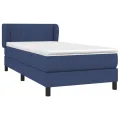 cadre de lit avec matelas Bleu 90x190 cm Tissu