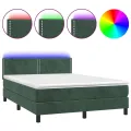 cadre de lit avec matelas LED Vert foncé 140x200 cm