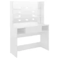 Table de maquillage avec éclairage LED MDF Blanc brillant