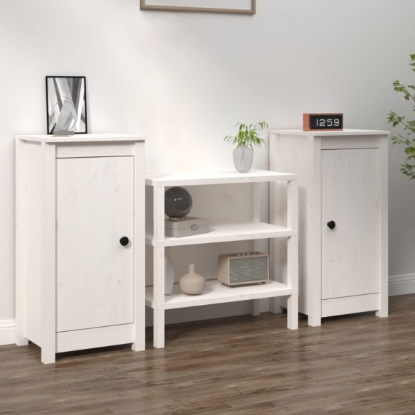 Buffets 2 pcs Blanc 40x35x80 cm Bois massif de pin