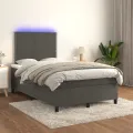 cadre de lit matelas et LED Gris foncé 120x200 cm