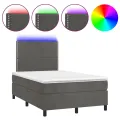 cadre de lit matelas et LED Gris foncé 120x200 cm