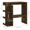 Table de bar et étagère de rangement Chêne fumé 100x50x101,5 cm