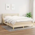 cadre de lit avec matelas Crème 140x200 cm Tissu