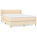 cadre de lit avec matelas Crème 140x200 cm Tissu