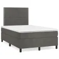 cadre de lit et matelas Gris foncé 120x200cm Velours