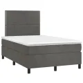 cadre de lit et matelas Gris foncé 120x200cm Velours