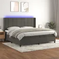 cadre de lit matelas et LED Gris foncé 200x200 cm