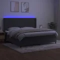 cadre de lit matelas et LED Gris foncé 200x200 cm