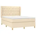 cadre de lit avec matelas Crème 140x190 cm Tissu