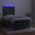 cadre de lit avec matelas LED Vert foncé 100x200 cm