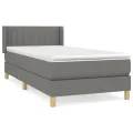 cadre de lit avec matelas Gris foncé 90x200 cm Tissu