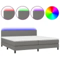 cadre de lit et matelas et LED Gris foncé 200x200 cm