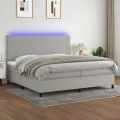 cadre de lit et matelas et LED Gris clair 200x200 cm