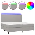 cadre de lit et matelas et LED Gris clair 200x200 cm