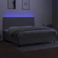 cadre de lit et matelas et LED Gris clair 200x200 cm