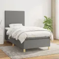 cadre de lit avec matelas Gris foncé 100x200cm Tissu