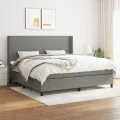 cadre de lit avec matelas Gris foncé 200x200cm Tissu