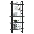 Bibliothèque à 5 niveaux Gris 80x30x175 cm Bois de pin